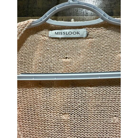 Misslook Women’s Light Pink Ruffled Open-Front Cardigan – Size Medium - Picture 3 of 7